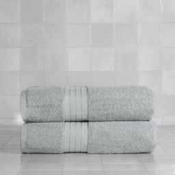 OHS 100% Cotton 2 Jumbo Bath Sheets - Silver - thumbnail 1