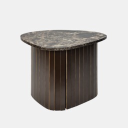 OHS Madison Marble Effect Ribbed Side Table - Dark Brown - thumbnail 2