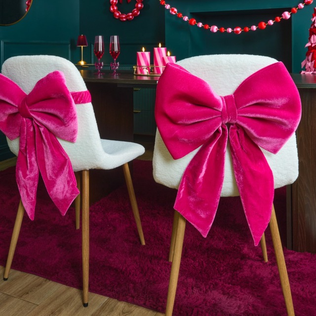 OHS 4 Pack Velvet Chair Bows - Hot Pink - image 1