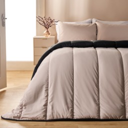 OHS Coverless 10.5 Tog Reversible Duvet & Pillowcase, Black/Stone - Single - thumbnail 5