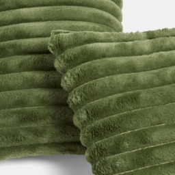 OHS Faux Fur Thick Ribbed Cushion Covers, Woodland Green - 45 x 45cm - thumbnail 3