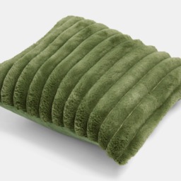 OHS Faux Fur Thick Ribbed Cushion Covers, Woodland Green - 45 x 45cm - thumbnail 4