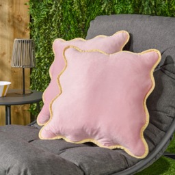 OHS 4 Pack Matte Velvet Scallop Edge Cushion Covers - Pink/Yellow