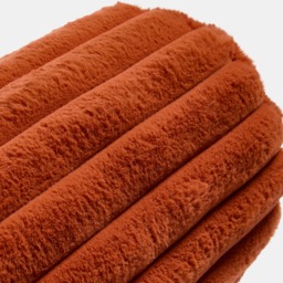 OHS Faux Fur Ribbed Bolster Pillow - Rust - thumbnail 5