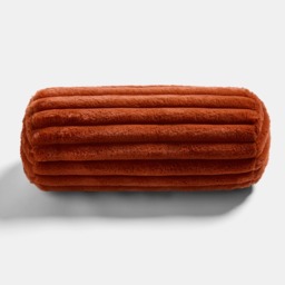 OHS Faux Fur Ribbed Bolster Pillow - Rust - thumbnail 4
