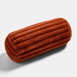 OHS Faux Fur Ribbed Bolster Pillow - Rust - thumbnail 3