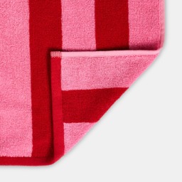 OHS 100% Cotton Jacquard Striped Hand Towel - Pink/Red - thumbnail 5