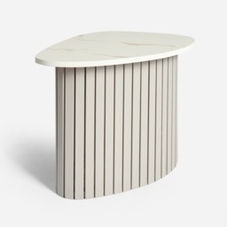 OHS Madison Marble Effect Ribbed Side Table - Grey/White - thumbnail 3
