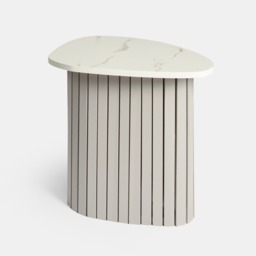 OHS Madison Marble Effect Ribbed Side Table - Grey/White - thumbnail 5
