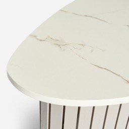 OHS Madison Marble Effect Ribbed Side Table - Grey/White - thumbnail 4