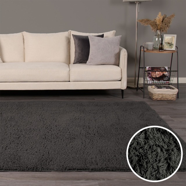 OHS Cosy Teddy Rug, Charcoal - 160 x 230cm - image 1