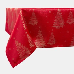 OHS Metallic Christmas Tree Tablecloth, Red/Gold - 52in x 90in - thumbnail 2