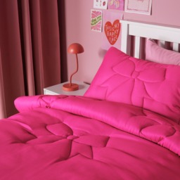 OHS Bows Quilted Coverless 7.5 Tog Duvet Set, Hot Pink - Double - thumbnail 2