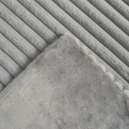 OHS Faux Fur Thick Ribbed Throw, Grey - 125 x 150cm - thumbnail 3