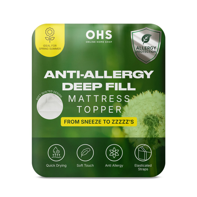 OHS Soft Touch Anti Allergy Deep Fill Mattress Topper - King - image 1