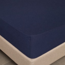 OHS Easy Care Polycotton Deep Fitted Sheet, Navy - King - thumbnail 2