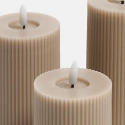 OHS LED Ribbed Candle, Natural - 3 Pack - thumbnail 5