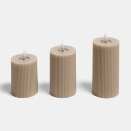 OHS LED Ribbed Candle, Natural - 3 Pack - thumbnail 4