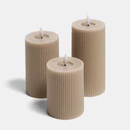 OHS LED Ribbed Candle, Natural - 3 Pack - thumbnail 3