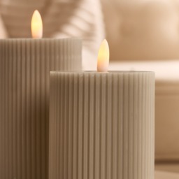 OHS LED Ribbed Candle, Natural - 3 Pack - thumbnail 2