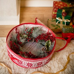 OHS Nordic Print Wreath Storage Bag - Red - thumbnail 2