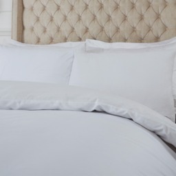 OHS Plain 100% Cotton Duvet Cover with Pillow Case Bedding Set, White - Double - thumbnail 3