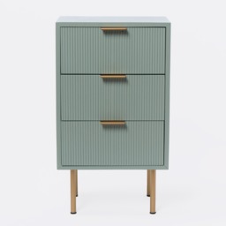 OHS Ribbed 3-Drawer Bedside Table - Sage Green - thumbnail 4