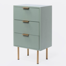 OHS Ribbed 3-Drawer Bedside Table - Sage Green - thumbnail 5