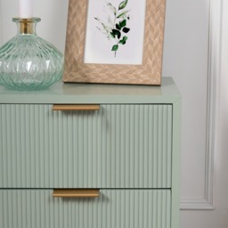 OHS Ribbed 3-Drawer Bedside Table - Sage Green - thumbnail 3