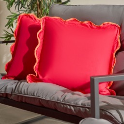 OHS Indoor/Outdoor Scallop Edge Cushion Covers, Pink/Orange - 45 x 45cm - thumbnail 1