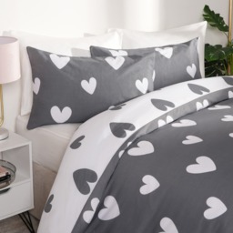 OHS Heart Print Duvet Cover Set, Charcoal - King - thumbnail 5