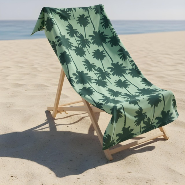 OHS Palm Print Beach Towel - Green - image 1