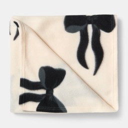OHS Bow Print Fleece Throw, Monochrome - 120 x 150cm - thumbnail 4