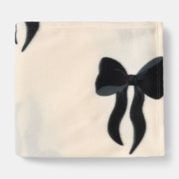 OHS Bow Print Fleece Throw, Monochrome - 120 x 150cm - thumbnail 5
