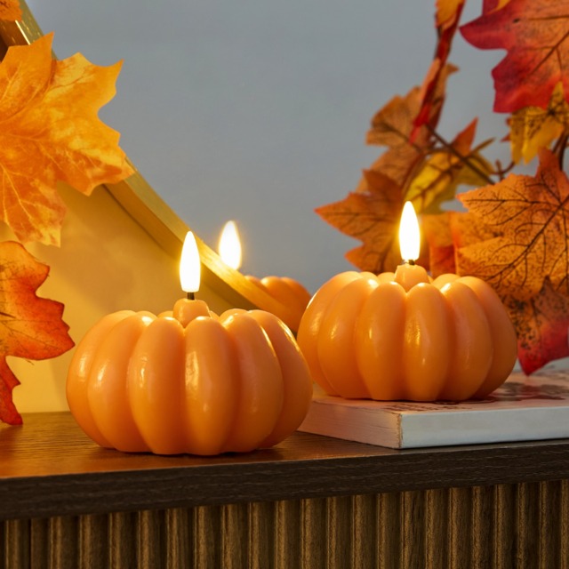OHS 2 Pack Pumpkin LED Candles - Orange - image 1