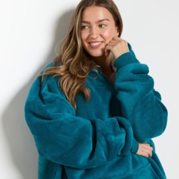 OHS Adults Fleece Hoodie Blanket - Teal - thumbnail 3