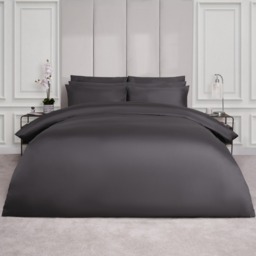 OHS Luxe 400 Thread Count 100% Cotton Sateen Duvet Set, Charcoal - Single - thumbnail 2