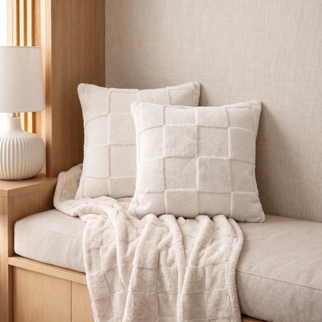 OHS Tufted Checkerboard Cushion Covers, Stone - 45 x 45cm - image 1