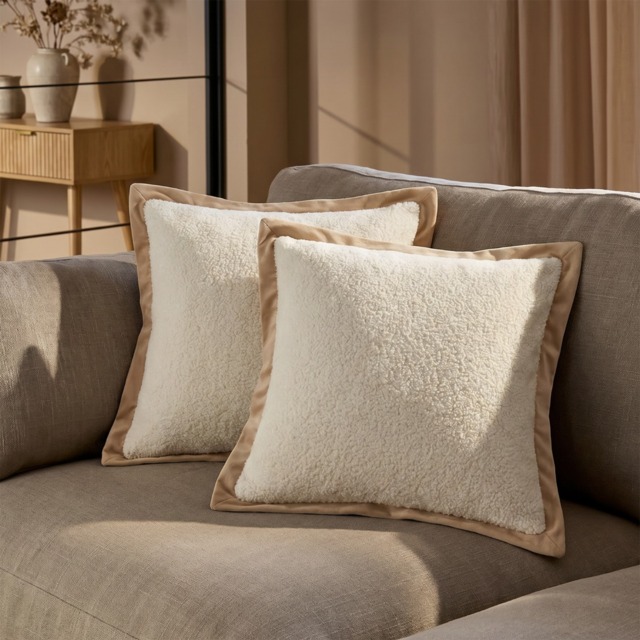 OHS Oxford Edge Boucle Cushion Covers, Natural/Cream - 45 x 45cm - image 1