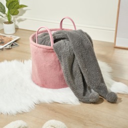 OHS Teddy Fleece Storage Basket - Blush - thumbnail 5