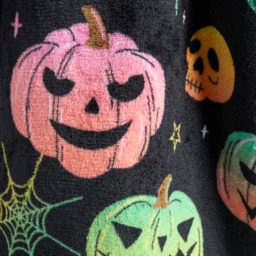 OHS Kids Neon Halloween Print Hoodie Blanket - Black - thumbnail 4