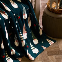 OHS Gonk Print Christmas Throw - Green - thumbnail 2