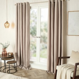 OHS Embossed Arches Eyelet Curtains, Natural - 66 x 72in - thumbnail 2