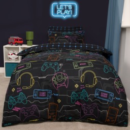 OHS Gaming Print Duvet Set, Black - Double - thumbnail 1
