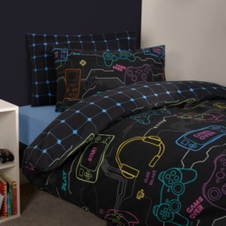 OHS Gaming Print Duvet Set, Black - Double - thumbnail 5