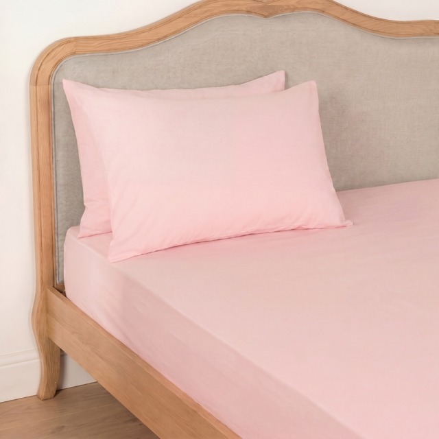 OHS Plain Cotton Deep Fitted Sheet, Blush - Single - image 1