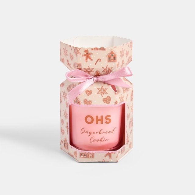 OHS Gingerbread Cookie Scented Glass Candle - Natural/Pink - image 1