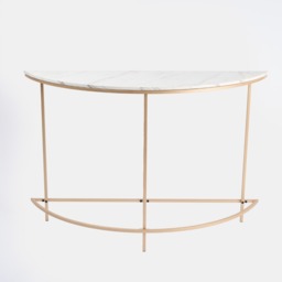 OHS Manhattan Marble Effect Semicircle Console Table - Gold/White - thumbnail 4