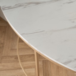 OHS Manhattan Marble Effect Semicircle Console Table - Gold/White - thumbnail 3