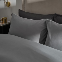 OHS Piped Edge Duvet Set, Grey/White - Double - thumbnail 2